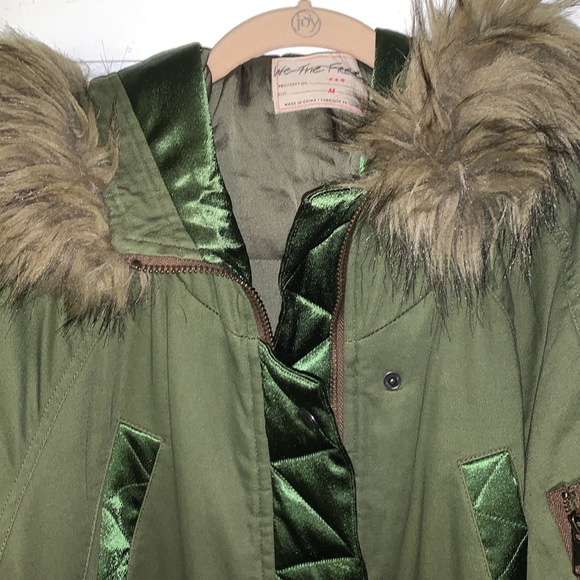🍂 Free People Farrah Military long Parka Coat Warm Winter Jacket Faux Fur - Picture 4 of 15